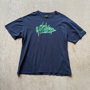 Men's Vintage 2000's Quiksilver Navy Blue Green Surf Surfing Skull Shirt Sz XL